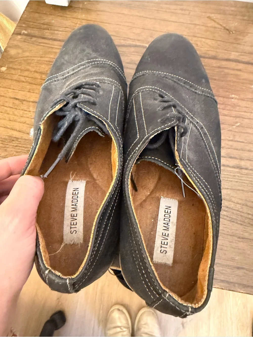 Steve Madden Black Oxford with Tan Crepe-Style Sole